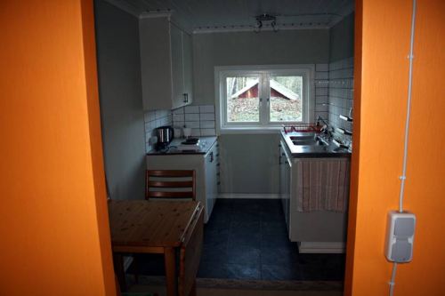 Die Küche aus der Perspektive des Wohn-/Schlafzimmers